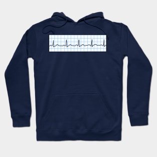 Hand Drawn Normal Electrocardiogram Light Blue Hoodie